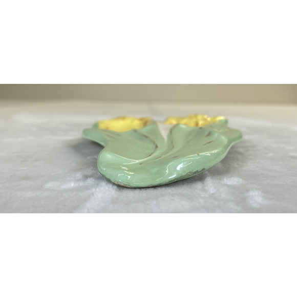 Vtg Yellow Tulip Double Spoon Rest 1975 Holland Mold Handpainted Initialed Chrty - Picture 2 of 11